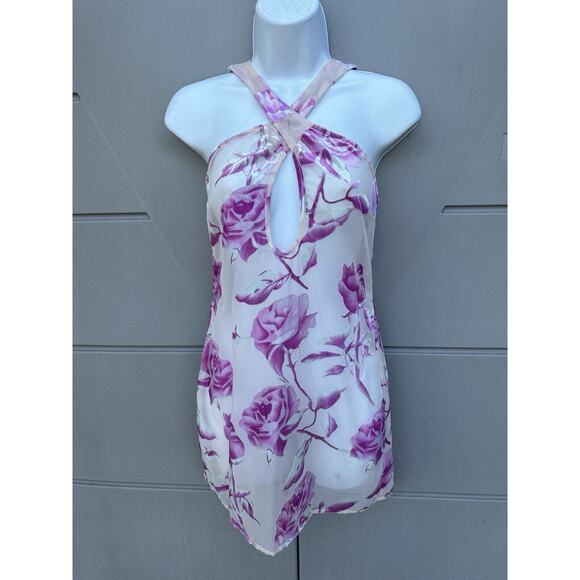 For Love And Lemons Rori Mini Dress Sheer Burnout Velvet Roses Print Sz S READ - Picture 5 of 13